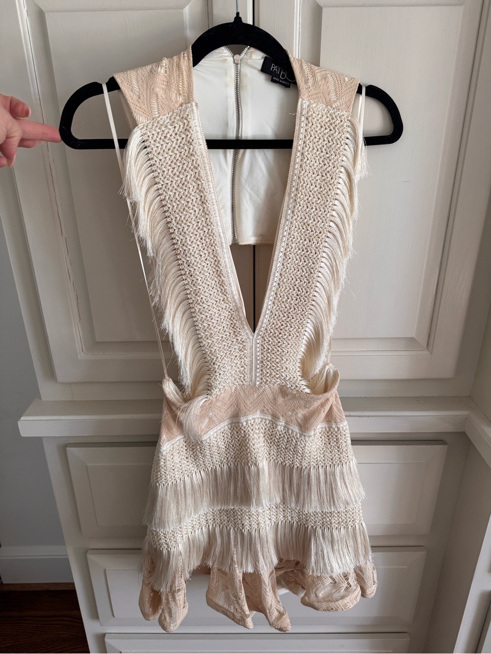 PatBO Cream Fringed Knit Mini Dress - Picture 3 of 8